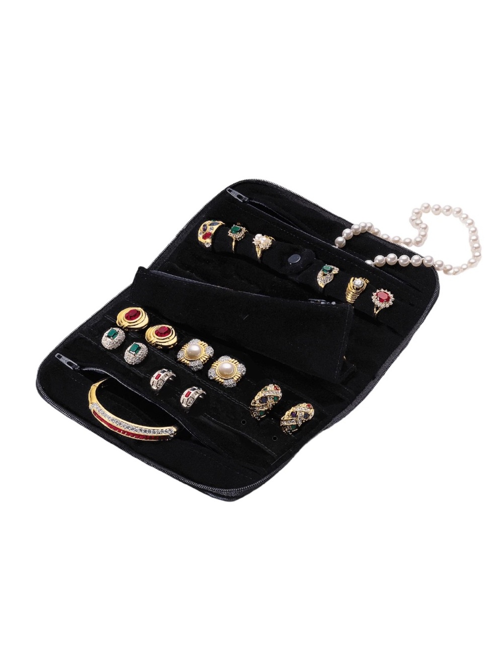 Connoisseurs Leather Black Jewelry Clutch Bag Travel Storage Preppy Quiet Luxury